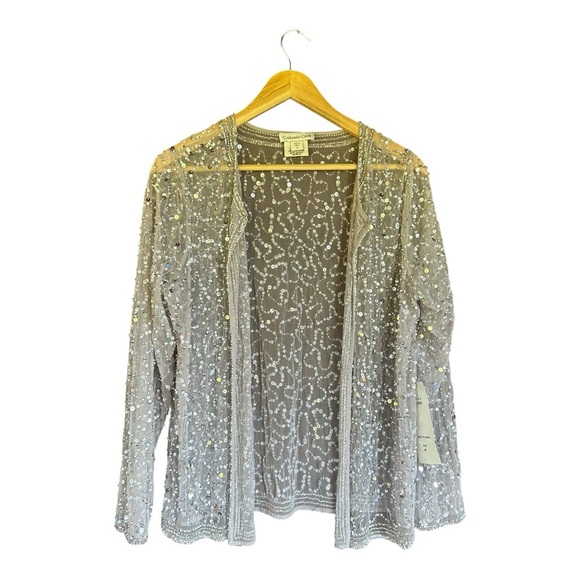 NWT Coldwater Creek Gray Sequin Mesh Top Size 16 - Picture 1 of 5